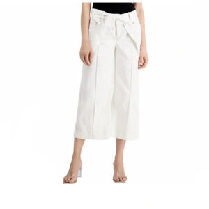 INC INTERNATIONAL CONCEPTS TIE-WAIST CULOTTE PANTS, WHITE, Size 12